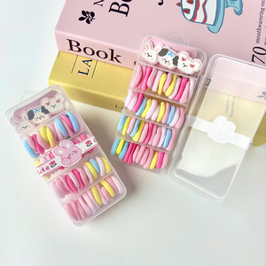 Élastiques à cheveux coréens en velours pour enfants, boîte à 5 compartiments, design coloré de dessins animés, accessoires capillaires quotidiens pour filles - Product Image 4