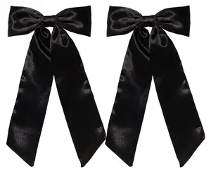 Long Tail Hair Ribbon Fabric Bow Hair Clips for Women Girls Accessories Party Wedding Satin Bowknot Hair Barrettes Big Bows