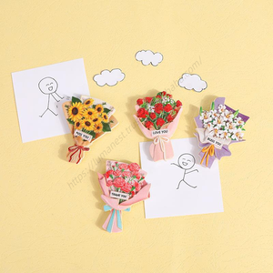 Pegatinas 3D Magnéticas de Dibujos Animados para Decoración del Hogar, Pegatinas para Refrigerador con Simulación de Girasoles y Rosas, Venta al Por Mayor - Product Image 5