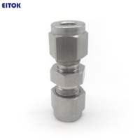 Raccord de tube de 1/4 po de diamètre extérieur, en acier inoxydable 316L, double ferrule, compression, union droite, forgé, résistant à la corrosion
