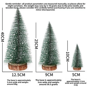 Mini <span class=keywords><strong>sapin</strong></span> de Noël artificiel sur pied avec aiguilles de pin et fausse neige, ornement de bureau à décorer soi-même - Product Image 2