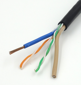Cat5e Cat6 Ethernet Internet LAN Cable de red 2x0.75mm2 Cable de alimentación Cable combinado negro - Product Image 1