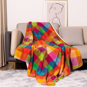 Couverture Sherpa Réversible Personnalisée pour la Maison, Vente en Gros, Cadeau de Fêtes, Couverture de Lit en Polaire Sherpa à Carreaux pour Canapé - Product Image 1