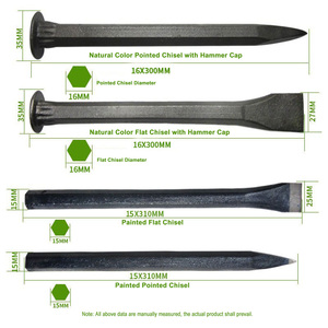 สิ่วปลายตรง ด้ามเหล็กคาร์บอนสูง สำหรับงานคอนกรีต งานไม้ และงานก่อสร้าง - Product Image 2