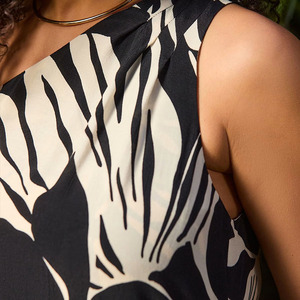 Robe longue de plage élégante à imprimé floral sur un épaule, thème plage, en lin, décontractée, qualité supérieure, OEM - Product Image 4