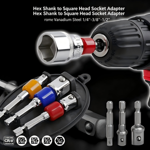 Adaptateur de perceuse hexagonal vers douille carrée en acier inoxydable, jeu de rallonges pour clé électrique - Product Image 5