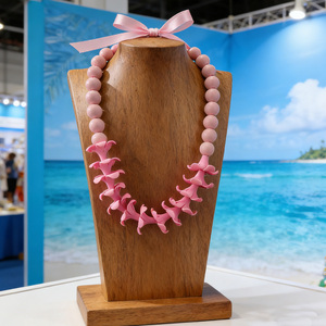 Collana Hawaiana Artigianale con Perline in Argilla Rosa e <span class=keywords><strong>Legno</strong></span>, con Nastro, <span class=keywords><strong>per</strong></span> Decorazioni <span class=keywords><strong>per</strong></span> Feste - Vendita all'Ingrosso - Product Image 5