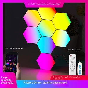 RGB LED <strong>Wall</strong> Panels ABS White Remote Modern <strong>Hexagon</strong> USB-Powered Gaming <strong>Lights</strong> APP Smart Modular Expansion Bedroom DIY King Star - Product Image 5