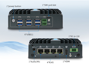 Mini PC industriel embarqué sans ventilateur avec processeur Intel i5-8260U, 4 ports GbE, 6 ports USB <span class=keywords><strong>3</strong></span>.<span class=keywords><strong>1</strong></span>, 2 ports COM RS232 pour vision industrielle et affichage numérique (Edge Computing) - Product Image 3