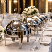 Ensemble de réchauds de luxe à couvercle roulant, chauffe-plats commerciaux en acier inoxydable pour buffet avec supports à combustible, équipement de restauration