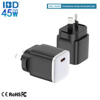 Chargeur mural pour ordinateur portable pliable super rapide GaN 45W PD3.0 ignifuge OEM d'origine pour voyages d'affaires en Australie/Europe/Royaume-Uni