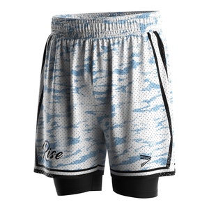 Pantalones Cortos de Baloncesto 2 en 1, Capa Base de Compresión, Capa Exterior de Malla, Diseñados para Máxima Flexibilidad - Product Image 1