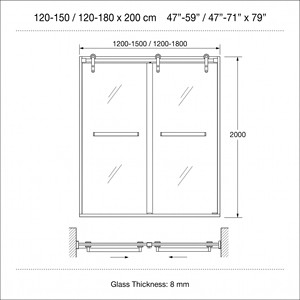 <span class=keywords><strong>Porte</strong></span> de douche <span class=keywords><strong>coulissante</strong></span> à passage direct 47-71 po x 79 po, cadre en acier inoxydable chromé, verre trempé, double panneau, avec barre <span class=keywords><strong>porte</strong></span>-serviettes et poignée - Product Image 2