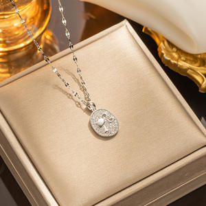 Collier en acier inoxydable plaqué or avec pendentif micro-pavé de luxe AA Hy Kinds, collier en zircon pour femme, cadeaux pour <span class=keywords><strong>maman</strong></span> - Product Image 3