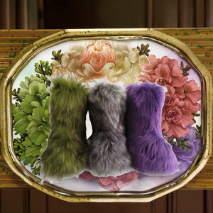 Bottes d'hiver pour filles en fourrure, semelle extérieure en EVA souple, bottes de neige longues et moelleuses de luxe, chaudes et douces - Product Image 2