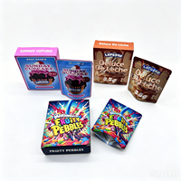 Sachets Mylar holographiques personnalisés avec fermeture éclair, anti-odeur, en plastique, pochettes verticales avec boîte pour emballage de fleurs de 3,5 g