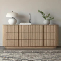 Meuble d'entrée rustique en bois nordique, placard latéral moderne en contreplaqué cannelé, organisateur pour salon