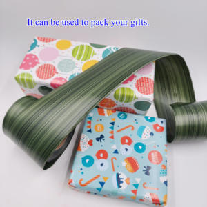Desain baru gulungan pita untuk buket pembungkus pita dekoratif kemasan hadiah 4 inci * 50 yard bungkus hadiah pola ti-daun - Product Image 4
