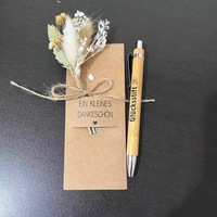 Set Hadiah Terima Kasih Kompak Minimalis, Paket Apresiasi dengan Dekorasi Bunga Kering, Pulpen Bambu, dan Kartu Ucapan yang Serasi