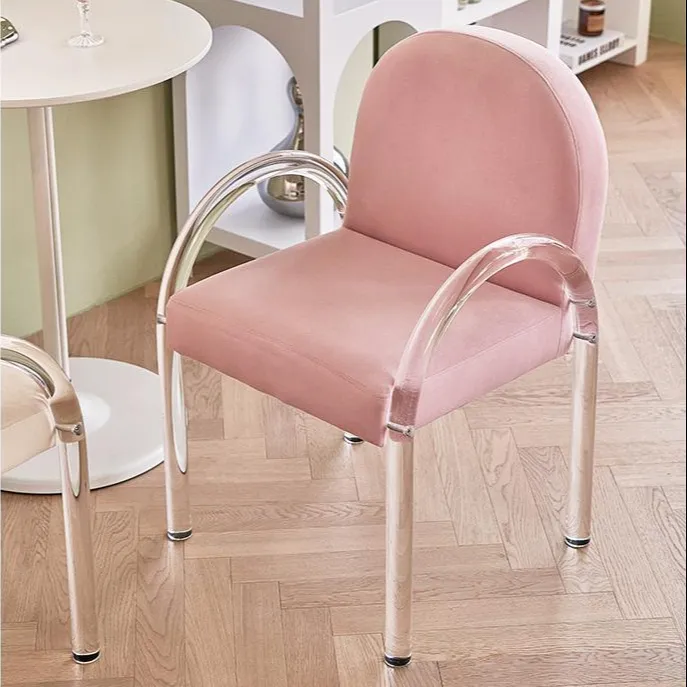 투명 다리 식당 의자 드레싱 의자 아크릴 의자 벨벳 세면대 럭셔리 핑크 클리어 아크릴 의자