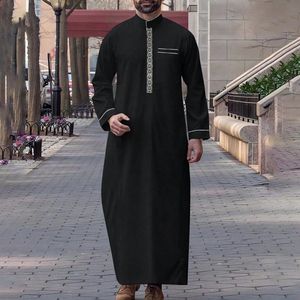Abbigliamento Islamico CCY Ricamato con Colletto Rialzato, Qamis da Uomo, Boubou Homme Musulman, Jalabiya per Uomini - Product Image 5