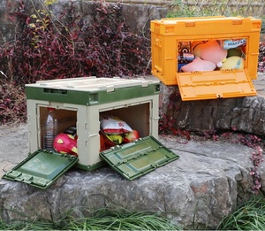 Heavy Duty Collapsible Plastic Turnover <strong>Box</strong> Foldable Storage Crates With Attached Lid - Product Image 5