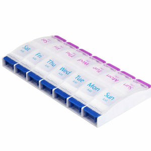 Stock Plastic Product Weekly 7 Day Pill Organizer Container 14 Cases Botton Pill Boxes