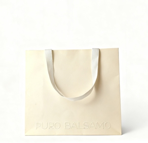 حقيبة تسوق فاخرة من الكرافت بلون كريمي شعار مخصص منقوش صديقة للأحيائي قابلة للتحلل تعبئة هدايا مميزة وعلامة تجارية - Product Image 2