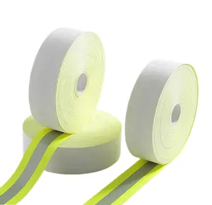 High Vis firefighter workwear Fluorescent yellow FR Fabric Sew On strip Aramid Fire Proof Flame Retardant Reflective trim tape