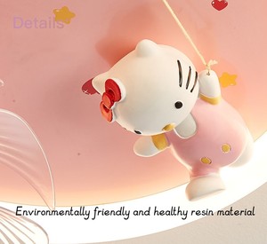 Nuevo diseño lindos animales gato Rosa habitación de los niños Luz de techo LED protección ocular sacudiendo la cabeza niños ventilador Luz - Product Image 4
