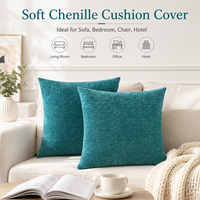 Housse de coussin carrée en tissu chenille haute densité anti-usure avec fermeture éclair invisible