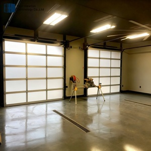 <span class=keywords><strong>Porte</strong></span> de garage électrique commerciale de luxe 16x7 16x8 haute performance, cadre en aluminium sans cadre, verre trempé - Product Image 5