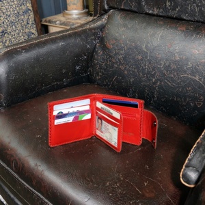 First-layer Cowhide Anti-rfid Open Portable Polyester Handmade Short <b>Wallet</b> Retro Minimalist Vintage Business Credit Card <b>Holder</b> - Product Image 5