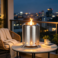 Changyi Modern Steel Charcoal Portable Mini Tabletop Fire Pit with Porcelain Enamel Bowl for Outdoor/Indoor Use