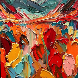 <span class=keywords><strong>Peinture</strong></span> à l'huile abstraite moderne de paysage montagneux, texture épaisse, peinte au <span class=keywords><strong>couteau</strong></span>, 3D, sur toile, décoration murale - Product Image 1