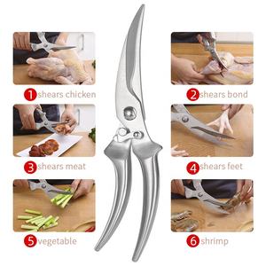 Tijeras de cocina de acero inoxidable para aves de corral, tijeras para carne de pollo, hueso, verduras, camarones, tijeras de cocina, pavo con resorte - Product Image 4