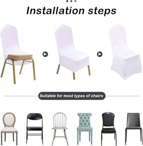 Fundas de Licra Elásticas Multicolores Blancas para Sillas de Boda, Forros Universales para Sillas de Fiesta - Product Image 3