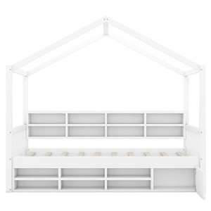 Tomy <span class=keywords><strong>Niki</strong></span> Lit de maison en bois blanc avec étagères Mini armoire Cadre de lit en pin pour printemps de boîte d'école non requis - Product Image 4