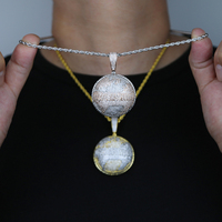 Collier pendentif globe terrestre Hustler World, micro-pavé, zircone cubique 5A, plaqué or rose bicolore, bijoux hip hop pour hommes