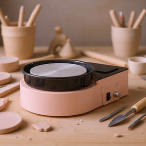 Mini rueda de arcilla eléctrica de 6 pulgadas, color rosa, para niños y adultos, para manualidades de cerámica - Product Image 2