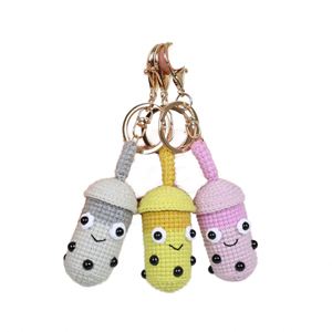 Handmade Cute Crochet <b>Bubble</b> <b>Boba</b> Milk Tea Cup Bag Charm Soft Mini Knitted Amigurumi Doll Plush Pendant Accessory Key Chain Bulk - Product Image 1