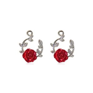 European Style Rose Flower Charms Zinc Alloy Black White <b>Red</b> For DIY Earrings <b>Bracelets</b> Necklace Materials - Product Image 5