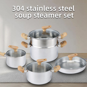 Juego de 8 ollas y sartenes antiadherentes de acero inoxidable de <span class=keywords><strong>3</strong></span> capas para cocinar - Product Image 6