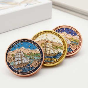 Moneda de desafío de fábrica y monedas de <span class=keywords><strong>barco</strong></span> de <span class=keywords><strong>vapor</strong></span> de esmalte dorado Fabricante de metal - Product Image 1