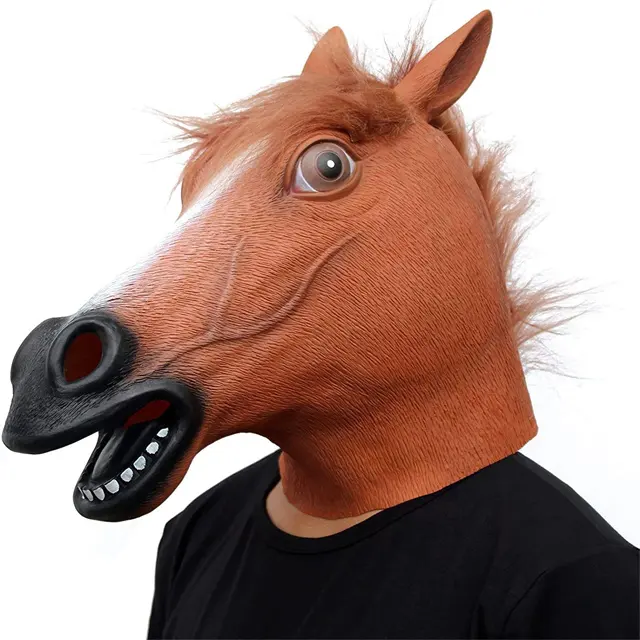 Halloween Animal Headgear Mask Party Dress Up Latex Horse Head Masks for Adults Men Masquerade