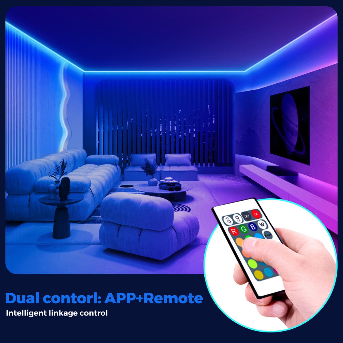 RGB LED Strip Light 5V Smart LED Strip Light with Remote Control Atmosphere Changes Color Along with Music with 2-Year Warranty