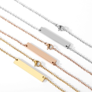 จี้ห้อยคอแบบสี่เหลี่ยมเปล่าสำหรับสลักลายเอง DIY - Product Image 1
