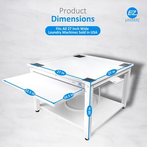 Pedestal para Lavadora <span class=keywords><strong>y</strong></span> Secadora con Estante Extraíble, Pedestal Universal para Lavandería con Bandeja de Drenaje <span class=keywords><strong>y</strong></span> Manguera, Soporte para Lavadora con Cajón - Product Image 1