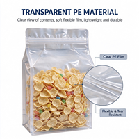 Sacs d'emballage transparents en PE à fond plat, scellés, autoportants, réutilisables, pour aliments pour animaux, chips de pommes de terre, thé parfumé et grains de café