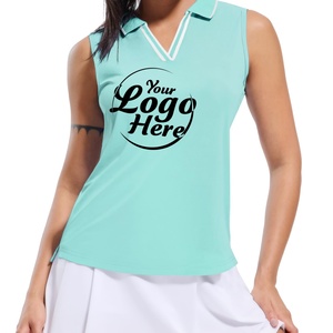 Ropa de tenis para niñas: Camisetas sin mangas de golf, tops deportivos de secado rápido con cuello, camisetas atléticas acanaladas con cuello en V de nailon/cachemira - Product Image 5